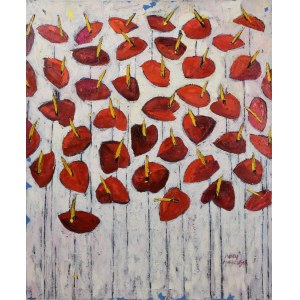 Izabela MARKOWSKA (b. 1967), Red anthuriums