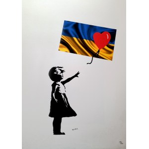 Banksy (b.1974), Girl with a balloon - for Ukraine