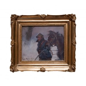 Jerzy Kossak (1886- 1955), Soldat mit Pferd