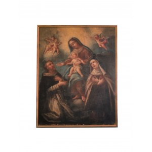 Malarz XVII wieku, Matka Boska Różancowa z dzieciątkiem i świętymi
