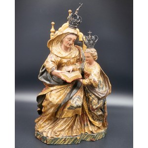 Author unknown, Wooden carving, Mother Anne with Mary on her arm 19th century.