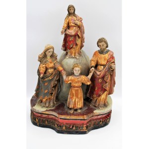 Author unknown, Holy Family wooden sculpture 1900year