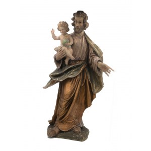 Autor unbekannt, Holzskulptur des Heiligen Josef mit dem Jesuskind
