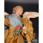 Autor nieznany, Drewniana rzeźba, anioł w szatch, Włochy XVIII/XIX w.