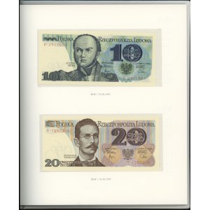 Polska, zestaw banknotów obiegowych PRL - banknoty polskie, 1975-1996