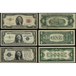 Stany Zjednoczone Ameryki (USA), zestaw: 2 x 1 dolar i 1 x 2 dolary, 1928-1957