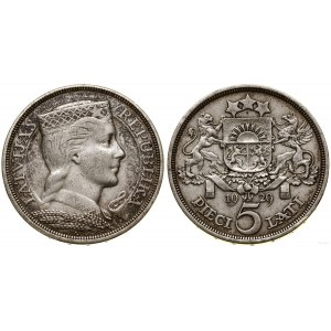 Latvia, 5 lats, 1929, London