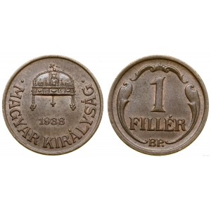 Węgry, 1 filler, 1938 BP, Budapeszt