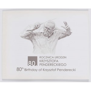 Banknote in einem Schein, herausgegeben von der Polnischen Sicherheitsdruckerei und der Ludwig van Beethoven Association anlässlich des 80. Geburtstags von Krzysztof Penderecki