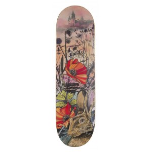 A skateboard with graphics specially designed by Dagmara Stefaniak for the Wawel Royal Castle for the Wawel Festival is yours along with a festival t-shirt.