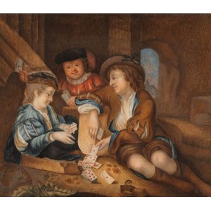 Jungen spielen Karten, 19. Jahrhundert.