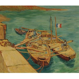 BOATS ON THE SHORE, mid-20th century.