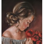 Marzena Subicka, Girl with a bouquet of poppies, 2022