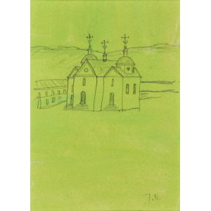 Jerzy NOWOSIELSKI (1923-2011), Brick church on a green background
