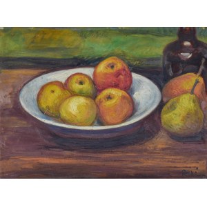 Jean PESKÉ (1870-1949), Martwa natura z jabłkami oraz gruszkami