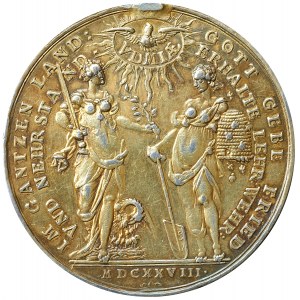 medal z 1628 roku autorstwa Sebastiana Dadlera wybity na Życzenie Pokoju