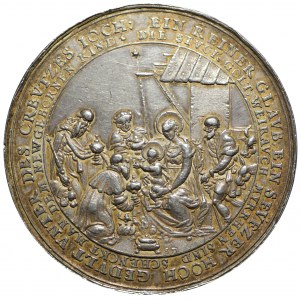 Święta Rodzina - medal religijny z 1635 roku autorstwa Sebastiana Dadlera