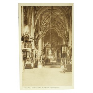 CHEŁMŻA główny ołtarz w kościele pokatedralnym, pocztówka wysłana 15.V.1948r.
