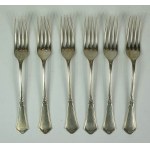 [WADYSAW HEMPEL] Set for 6 persons + table centerpiece, 41 items, Polish silver [pre-1944], sample 800, goldsmith W.H.[Wladyslaw Hempel], Warsaw, BEAUTIFUL state of preservation!