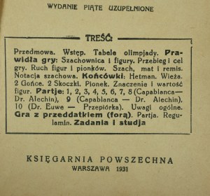 KLECKI Leon - Popular lecture of the game of chess, Warsaw 1931.