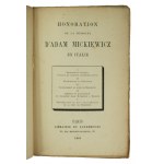 Honoration de la Memoire d'Adam Mickiewicz en Italie / Uczczenie pamięci Adama Mickiewicza we Włoszech, Paris 1881r.