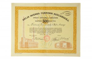 Akcja Imienna Cukrowni Kościańskiej wartości 500zł, Kościan dnia 26 lipca 1930r.
