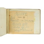 Svatební suvenýr 17.4.1920, sada 5 vlasteneckých a 2 pamětních telegramů v plátěné vazbě s obrázkem na líci vazby.