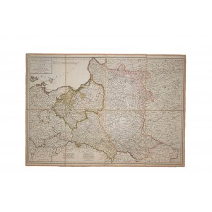 [Mapa Polski] MENTELLE Edme - Carte de L’Ancien Royaume de Pologne / Mapa dawnego królestwa Polski, podzielonego między Rosję, Prusy i Austrię; na mocy kolejnych traktatów z 1772, 1793 i 1795 r. Obejmuje również królestwo Prus. Paryż około 1800 r.,