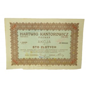 HARTWIG KANTOROWICZ POZNAŃ Sp. Akc. Successor, one hundred zloty share I issue