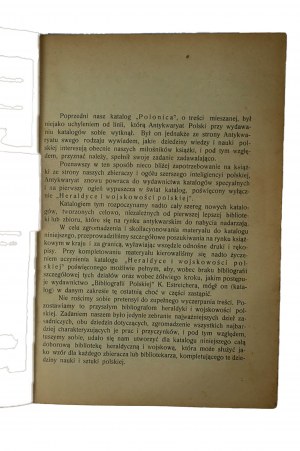 [WILDER Hieronim] Katalog nr 9 Heraldyka i wojskowość, Warszawa 1910r.