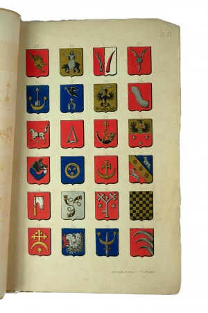 Noticess les Families illustres et titrees de la Pologne / Excellent and titled Polish families, includes 3 color plates with coats of arms of families, Paris 1862.