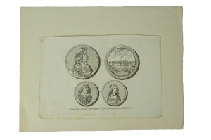 Graphic of the 19th c. - Two medals belonging to the Numismatic Cabinet of Warsaw, print from 