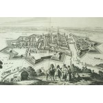 [ELBLĄG - XVIIIw.] Elbing ville de la Prusse Royale, panorama Elbląga [przed 1730r.] wyd. A.Leide chez Pierre ban der Aa., miedzioryt, akwaforta, f. 38,5 x 31,5cm