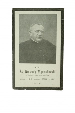 Klepsydra ks. Wincenty Wojciechowski, proboszcz parafii Gorzkowice w latach 1930-34