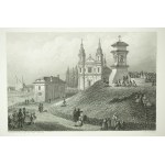 [VILNA] Pohled na předměstí Snipiškės ve Vilniusu a sochu Spasitele u kostela Sgo. Rafaela, 1849 Album de Vilna,
