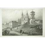 [VILNA] View of the suburb of Snipiszek in Vilnius and the statue of the Savior by the church of Sgo. Raphael, 1849. Album de Vilna,