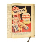 Kalendarz IKC na rok 1938, piękne tablice z reklamami m.in. Polskiego Fiata, porcelany Ćmielowskiej, kosmetyków Barcikowskiego z Poznania, nalewek Baczewskiego