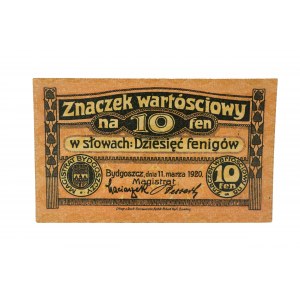 [BYDGOSZCZ] Znaczek wartościowy na 10 fenigów, Bydgoszcz 11 marca 1920r. [miesiąc z błędem w pisowni marza]