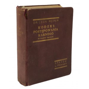 PEIPER Leon - Code of Criminal Procedure, Krakow 1933.