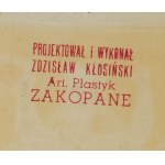 Jánošík (Janosik) na skle, navrhol a realizoval Zdzisław KŁOSIŃSKI [1918-1982], rozmery 17,5 x 14,5 cm, autorský ateliér Zakopané 1971.