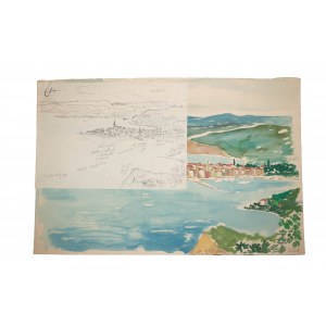 SKUPIN Richard - akvarel IZOLA so skicou, signovaný, 60. roky 20. storočia, f. 35,5 x 24 cm