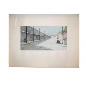 SKUPIN Ryszard - Marsylia 1963r., akwarela, sygnowana, f. 42,5 x 22cm w śwetle passe-partout
