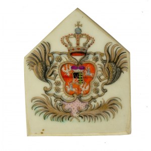 [XVIIIw. ?] Porcelanka z ręcznie malowanym herbem króla Augusta II Mocnego, RZADKIE