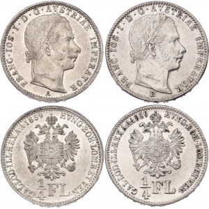 Austria 2 x 1/4 Florin 1859 A - B