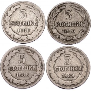 Bulgaria 4 x 5 Stotinki 1888