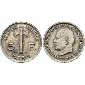 France 5 Francs 1941 Rare!