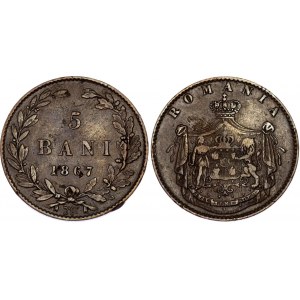 Romania 5 Bani 1867 Watt & Co