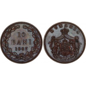 Romania 10 Bani 1867 Heaton