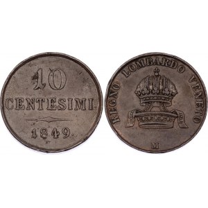 Italian States Lombardy-Venetia 10 Centesimi 1849 M