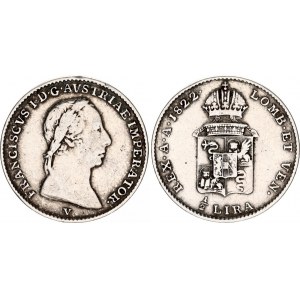 Italian States Lombardy-Venita 1/2 Lira 1822 V